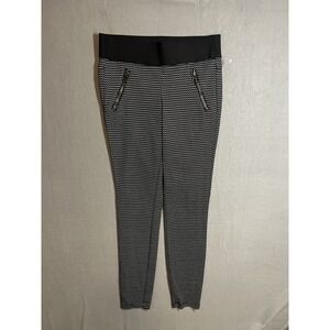 Rewind Women's Black White Geometric Pattern Pull On Ankle Pants Size M